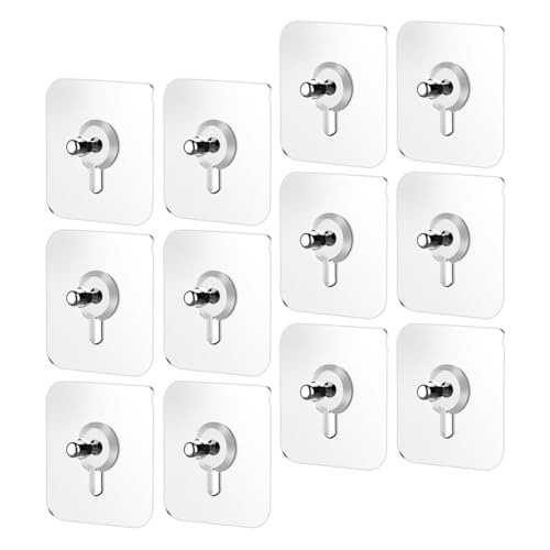 TIDTALEO 50Pcs Adhesive Screw Hooks Wall Mounted Hanger Self-Adhesive Hanging
