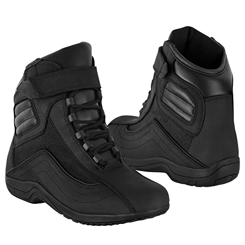 Vaster Moto Botas de moto para hombre Zapatos de moto impermeables Botas de carreras Zapatos de motociclista con cordones (Negro, Sistema tallas calzado EU, Adulto, Hombre, Números, mediano, 44)