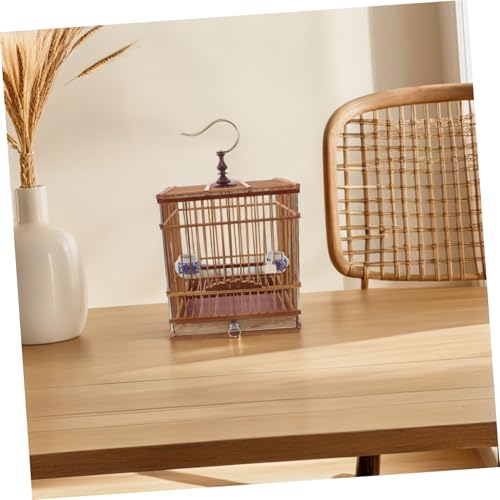 Cage pour petits oiseaux en bambou suspendue pour salon et véranda - 7
