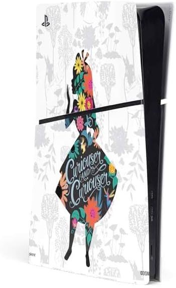Skinit Decal Gaming Skin Compatible with PS5 Slim Digital Edition Console - Officially Licensed Disney Alice in Wonderland (Animated) Silhouette Curiouser and Curiouser Design