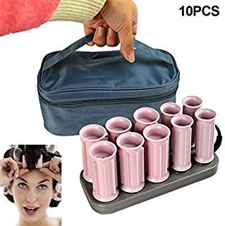 Hann 10pcs Hot Rollers for Long Medium Short Hair Travel Hair Roller with Clips Electric Heating Pear Hair Ceramic Hot Harmless Hair Sticks Tube Dry Wet Curly with Travelling Bag (Classic Style)