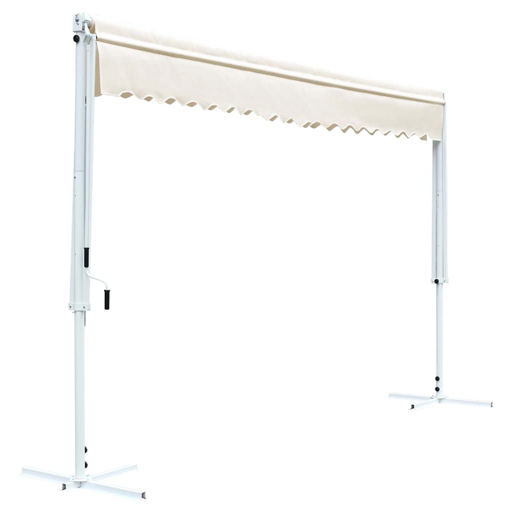 Capwee Store Banne Autoportant Double Pente à Manivelle Auvent autoportant pour Balcons Terrasse et Jardin-Crème-6 x 3 m