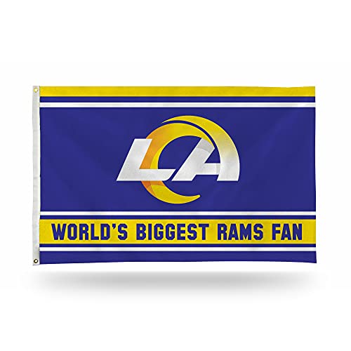 Rico Industries NFL Los Angeles Rams World's Biggest Fan 3' x 5' Banner Flag 3' x 5' Banner Flag Single Sided - Indoor or Outdoor - Home Décor