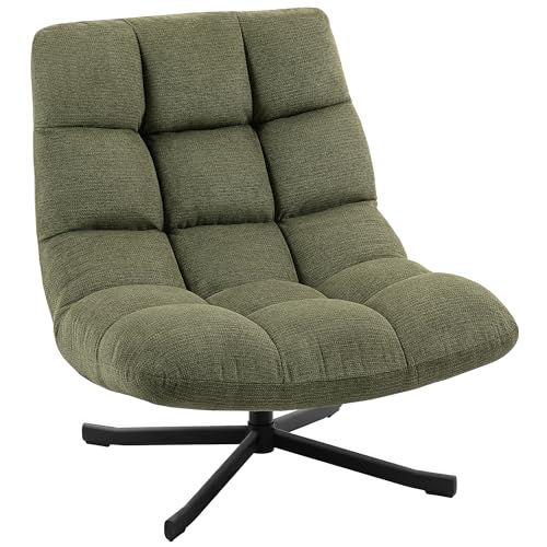 HOMCOM Sessel Drehbar Loungesessel mit Breiter Sitzfläche, gepolstert Relaxsessel mit wasserabweisend Chenille-Optik, gekreuzt Stahlbeine, modern Polsterstuhl für Wohnzimmer, Schlafzimmer, Grün HOMCOM Sessel Drehbar Loungesessel mit Breiter Sitzfläche, gepolstert Relaxsessel mit wasserabweisend Chenille-Optik, gekreuzt Stahlbeine, modern Polsterstuhl für Wohnzimmer, Schlafzimmer, Grün