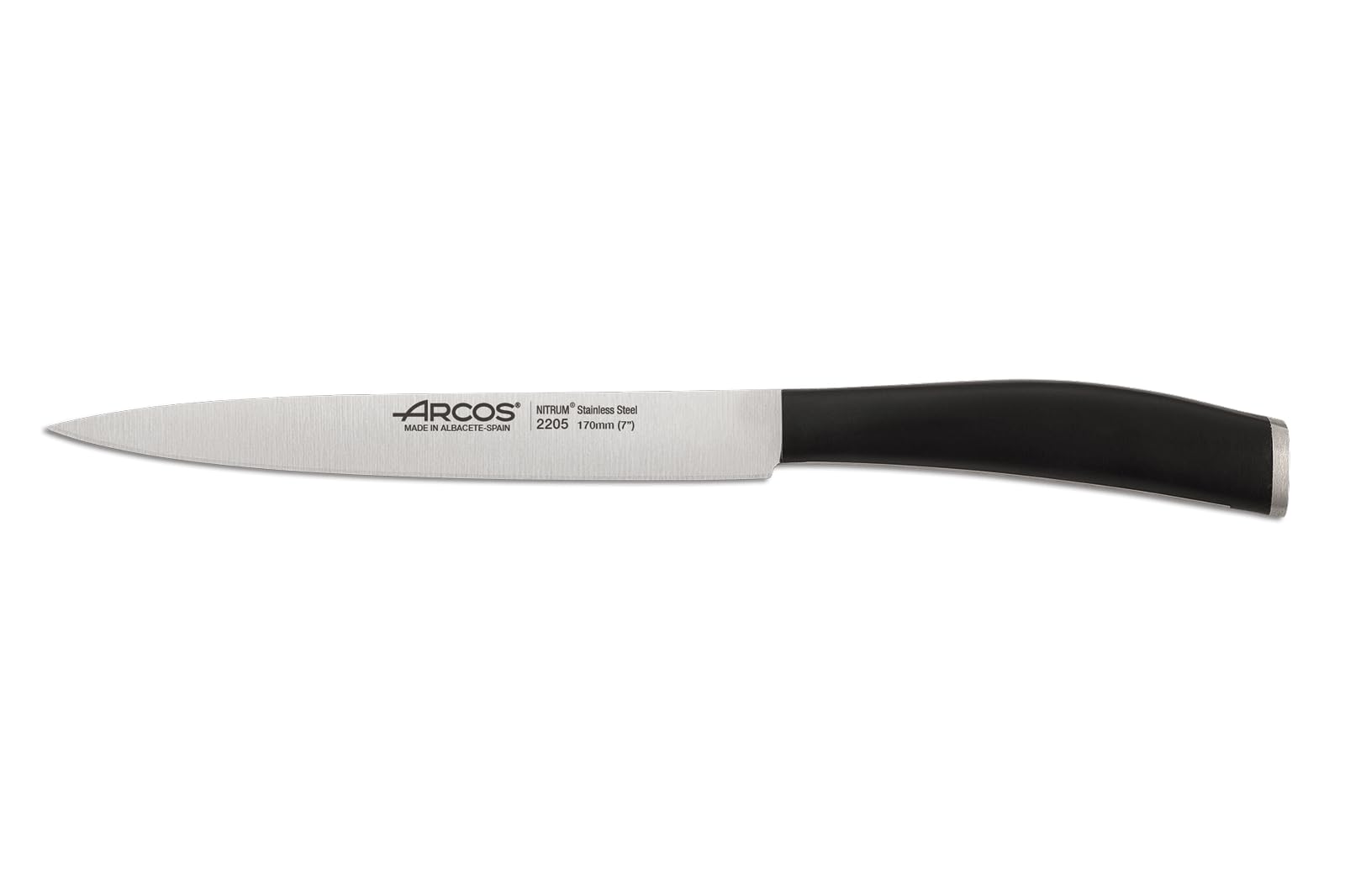 Arcos Couteau de Lenguado Flexible, Acier Inoxydable NITRUM 17 cm, Manche Polypropylène Noir, Design Innovant - Série Tango