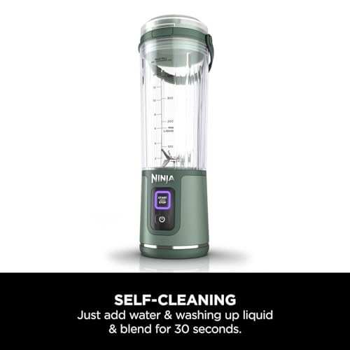 Image of Ninja Blast Portable Blender, 530ml, Leakproof Lid & Sip Spout, Powerful Cordless Mini Blender, Rechargeable, Portable Smoothies, Protein Shakes, Blends Ice & Frozen Fruit, Forest Green, BC151UKEM