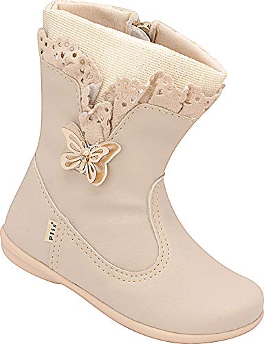Bota Babado com Borboletas Plis Calçados Marfim.