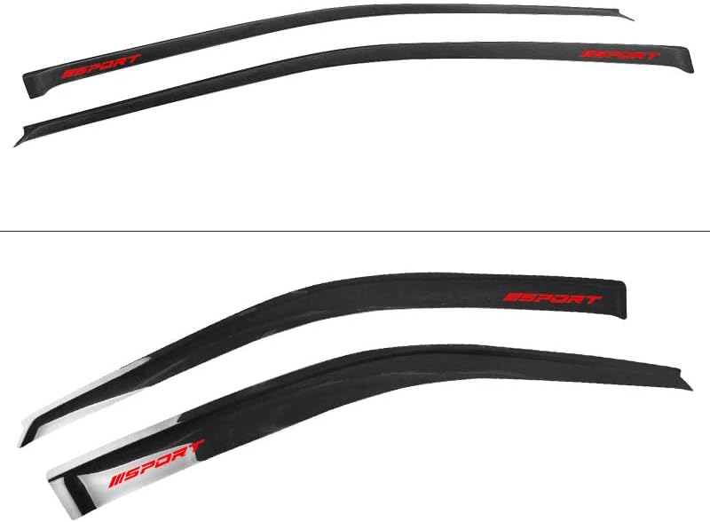 EVPROXP Window Visor Rain Guard Shade Compatible with 96-00 Civic Hatchback, Side Window Vent Deflector, Dark Smoke Tinted, JDM Tape On Style, with Red Sport