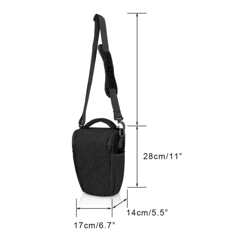 Torba na aparat czarna wodoodporna trójkątna torba na ramię torba na talię torebka do aparatu Nikon Coolpix P1000, P950, P900 (BG92)