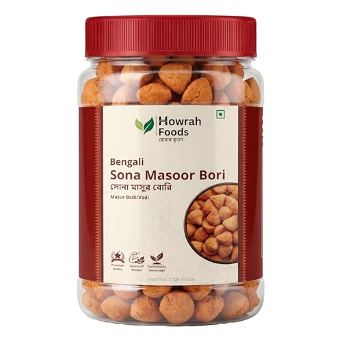 HOWRAH FOODS Sona Masoor Dal Bori 300g | Handmade Sun Dried Bengali Musur Badi/Vadi | Lentil Nuggets for Shukto, Dalna, Ghonto | West Bengal Home Staple | No Preservatives | Authentic Taste of Bengal