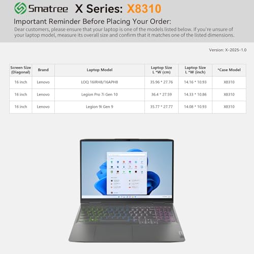 Image of Smatree Hard EVA Protective Sleeve Case Compatible for 16 inch Lenovo Legion Pro 7 /7i Gen 10, for 16 inch Lenovo Legion 9i Gen 9,for 16inch LOQ 16IRH8 /16APH8 Gaming Laptop,White(X8310W)