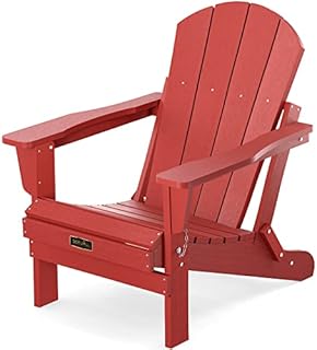SERWALL Folding Adirondack Chair Patio Chairs Outdoor Chairs Painted Adirondack Chair Weather Resistant for Patio Deck Garden, Backyard Deck, Fire Pit & Lawn Furniture Porch and Lawn Seating- Red