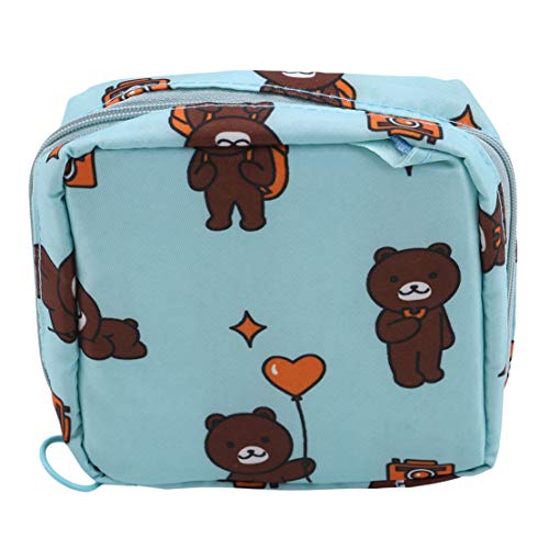 Bolsa de almacenamiento para toallas sanitarias con oso azul miniatura 1