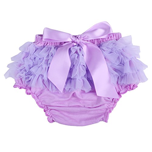 ICObuty Baby Girls Ruffle Bloomer Diaper Cover for Baby Girls Toddlers (Middle(7-12month), Purple)