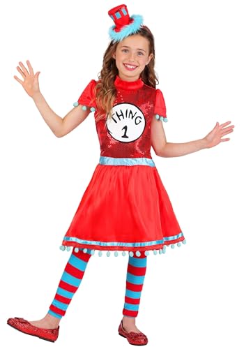 Disfraz Dr Seuss Thing 1 y 2 para niña con gorro y medias