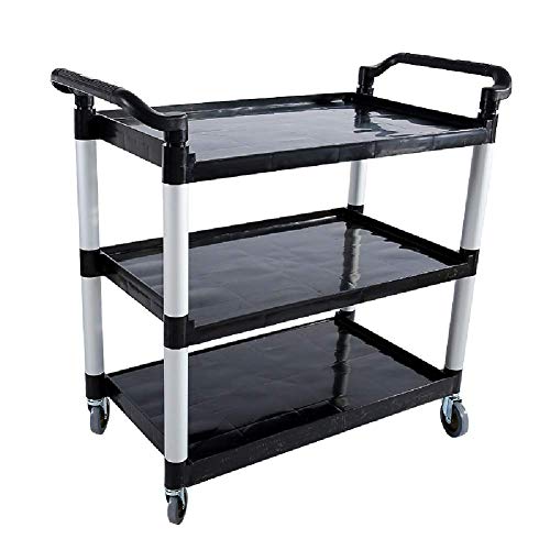 Carrito rodante con 3 estantes para el hogar y 150 kg de capacidad, versátil, negro, 79 x 49 x 97 cm, ideal para Sto & Nizat