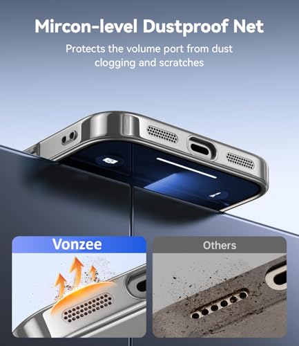 Image of VONZEE Electroplating Transparent Clear Logo Back Cover TPU Compatible with iPhone 17 Pro Case, Compatible with Magsafe, Full Body & Individual Camera Protection for Each Lens for Men & Women (Grey)