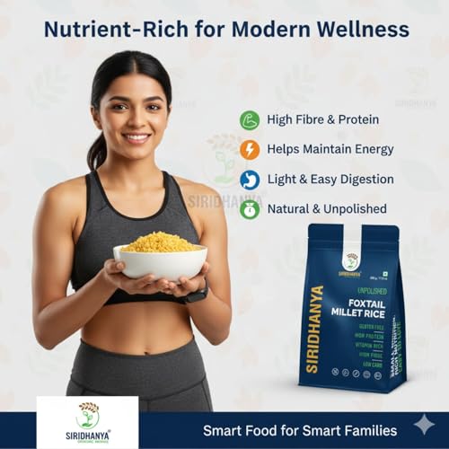 Image of Siridhanya unpolished whole grains foxtail Millet | Gluten-Free, High plant based Protein & Fibre-Rich Superfood - Low GI, Vitamin-Packed Healthy Rice Alternative | Natural Grain for healthy life (500 g x 2 Pack)