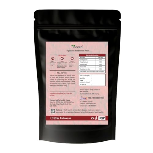 Image of Teaaza Rose tea | 100 Grams-100 Cups| Skin Glow Tea |Detox Tea - Vitamin - C Rich - Rose Flower Tea| Dried Rose Petals Tea