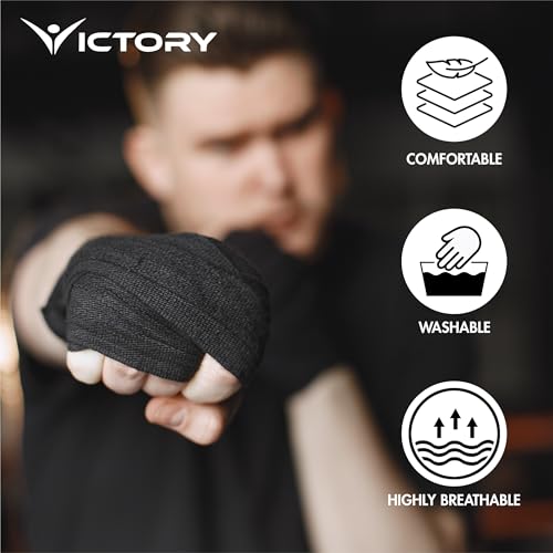 VICTORY Professional Boxing Wrap for Men Hand Wrap for Boxing Punching Hand Wraps Wrist Supporter for Gym Boxing Bandage for MMA and Martial Arts (110 inch, Black)
