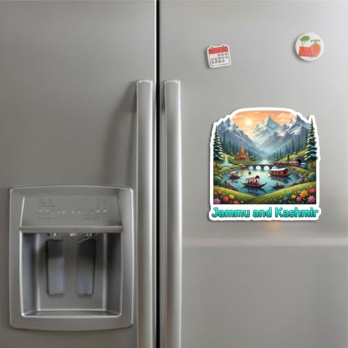 Image of Apna Gift Landmarks Decorative Fridge Magnet, Indian Tourism Design with State Famous Items Cultural Theme Typography(1, Jammu & Kashmir Theme)