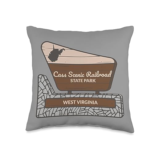 Cass Scenic Railroad State Park West Virginia WV Cass Scenic Railroad State Park West Virginia Welcome Sign Throw Pillow, 16x16, Multicolor