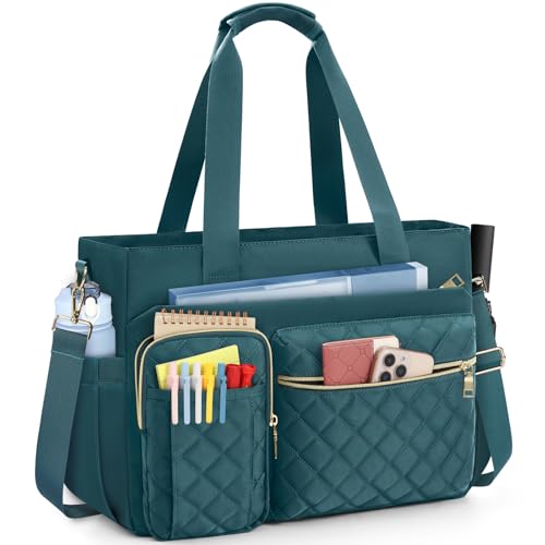 Image of SDYSM Teacher Tote Bag 15.6 inch Laptop Bag Work Bags for Women Nurse Tote Professional Computer Messenger Shoulder Bags Laptop Briefcase for Office, College, Nursing, Dark Green