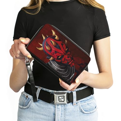 Buckle-Down Women's PU Zip Around Wallet Rectangle, Star Wars Darth Maul, 7.5"x4.5"4