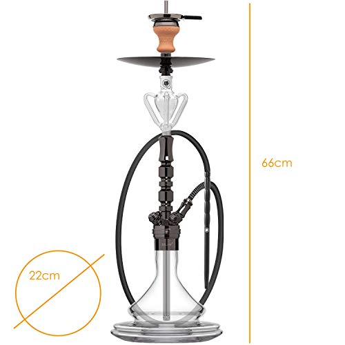 DILAW® TRIPHAN Shisha Edelstahl Black V2A 66cm Hookah Medium + LED Licht | Wasserpfeife Kaminkopf Komplettset… – Bild 8