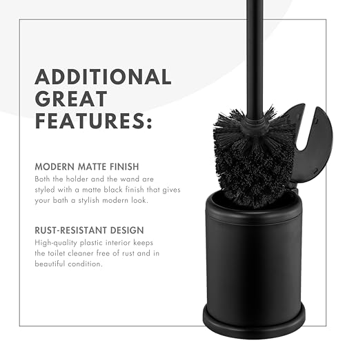 Image of ToiletTree Products Deluxe Toilet Brush with Lid - Black
