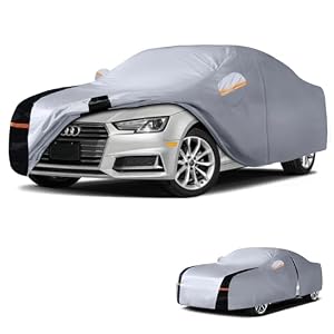Multi-Layer Car Cover Custom Fit for Audi A4 (2007-2026), 100% Waterproof All Weather for Automobiles, Gift with Towel, Heavy Duty Car Covers for Rain Sun UV Protection with Door Zipper.