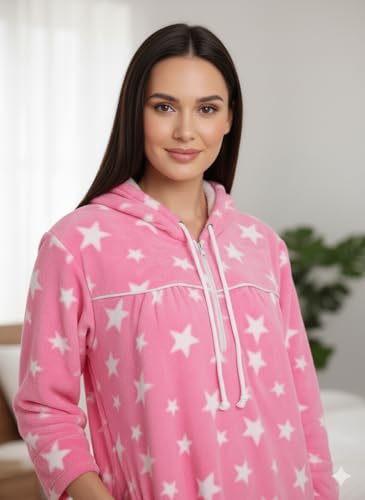 Image of Winter Wear Woolen Nighty Dress With hoodies pink Nighty Women Gown Dress Maxi Full-Length Maxi Nighty Bath Robe Free Size