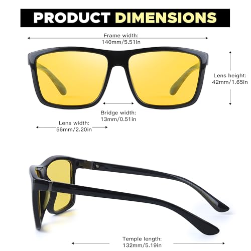 Image of LVIOE Night Vision Glasses for Driving Men Yellow Glasses for Night Driving Anti Glare Polarized N3951