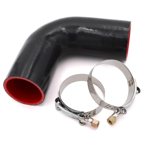 Image of 90 Degree Elbow Coupler Silicone Hose 4-Ply 2 1 /2-inch for Turbo /Intercooler /Intake Piping,Length 102mm Thickness 5mm with T-Bolt Clamp