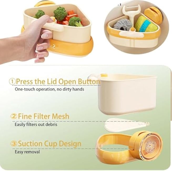 Cureaway Suction Cup Sink Corner Rack, Removable for Easy Cleaning, Suction Cup Storage Rack with Drain Hole, No Drilling, Say Goodbye to Gross Food Scraps and Smelly Sinks (Green*1)