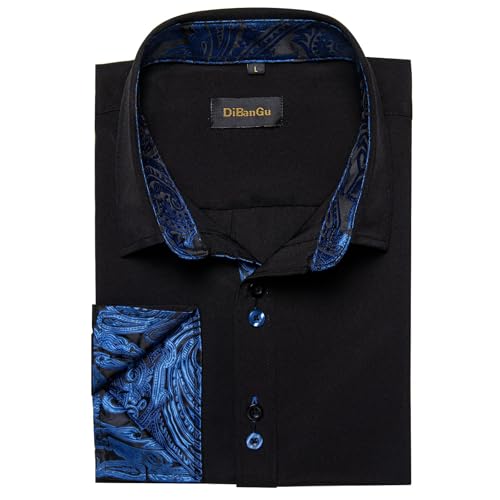 DiBanGu Men's Dress Shirt Long Sleeve Casual Button Down Shirts Regular Fit Inner Contrast Shirt for Business Party4