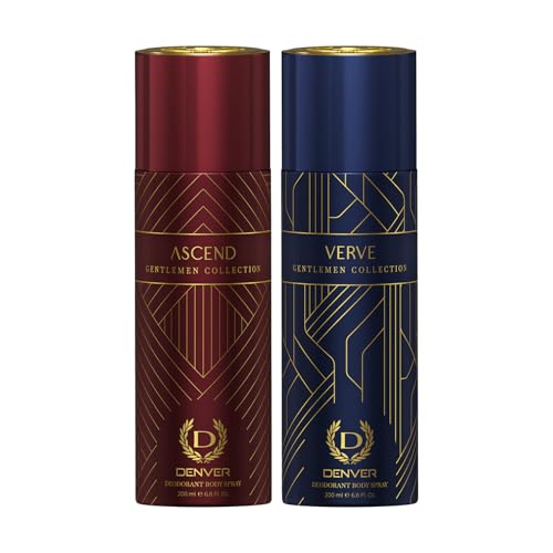 Image of DENVER Gentlemen Collection Verve & Ascend Deodorant For Men- 200ML Each, Pack of 2| Long Lasting Deodorant Body Spray For Men