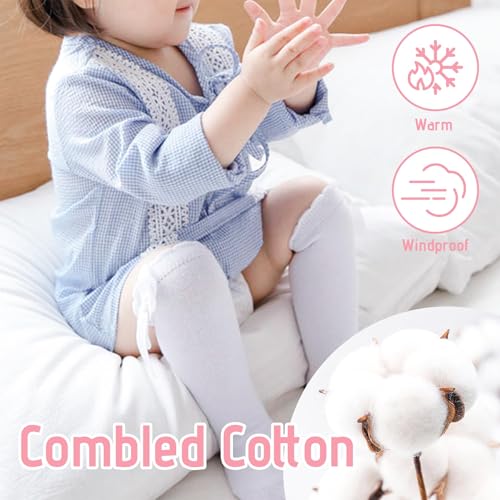 Zando 2 Pairs Baby Knee High Socks with Bow, Toddler Stockings Girls Long Socks for Infant Newborn Toddlers 0-4T3