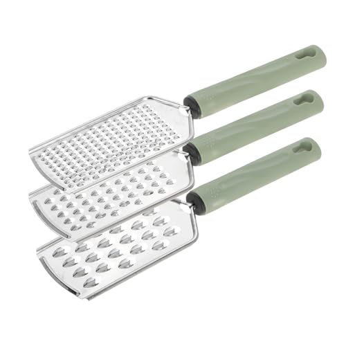 Cabilock 3pcs Stainless Steel Grater Set Versatile Handheld Zester for Cheese Lemon Garlic Vegetables Space-saving Design Non-clogging Blades Kitchen Tool