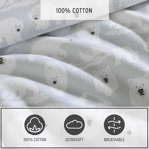 Image of Eddie Bauer - Flannel Sheets Twin Size, Anti-Pilling & Wrinkle Resistant Cotton, Touchably Soft for All-Season Comfort - Bed Sheets with Matching Pillowcase & Fitted Sheet (Explorer Bears Grey)