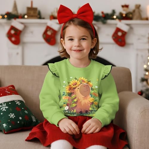 Girls Sweatshirt Versatile Long Sleeve Fall Winter Top Ruffle Pullover Drop Shoulder Sweater for Girls 1-8 Years Old2