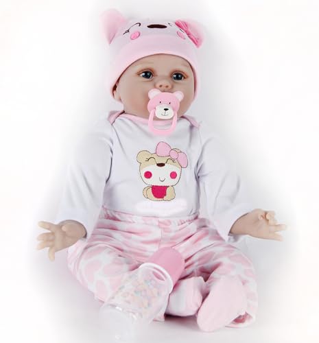 HUYRP Reborn Puppe 22 Zoll 55 cm Wiedergeborene Puppe Wiedergeborene Babypuppen Realistische Jungen und Mädchen Baby Puppen Geburtstag für eine Neugeborene Puppe – Bild 6