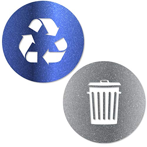 Vinyl Friend Recycle and Trash Sticker Logo Style Symbol to Organize Trash cans or Garbage containers and Bins - Contour Cut Decal Sticker (Metallic Blue/Silver, XSmall)