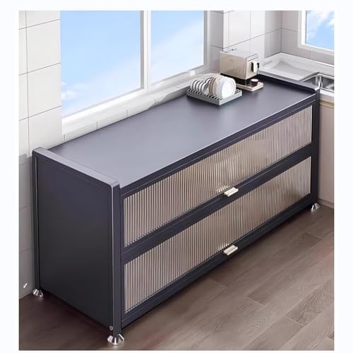 Meuble de rangement spacieux avec interrupteur caché et porte pour micro-ondes - Design...
