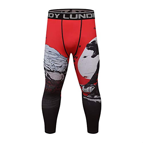Red Plume Men's Compression Pants Pants Dry Cool Sports Baselayer Leggings Running Workout Active Tights Bottoms (Cartoon K, Large)