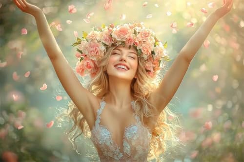 Adultos y Principiantes Diamond Painting Taladro Completo 5D DIY Arts Kits Hermosa Corona De Niña Imagen Bordado Diamante Pintura Pintura Para Decoración Pared Hogar Taladro Redondo 50x75cm C0554