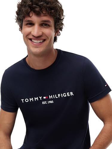 Tommy Hilfiger Herren T-Shirt Kurzarm Core Tommy Logo Rundhalsausschnitt, Blau (Sky Captain), XL – Ansicht 5