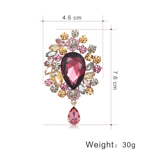Image of Sparkling Crystal Brooch Pin Vintage Rhinestone Bridal Brooch Lapel Pin Large Crystal Gemstone Flower Brooch Clothing Hat Bag Suit Dress Clothing Jewelry for Women