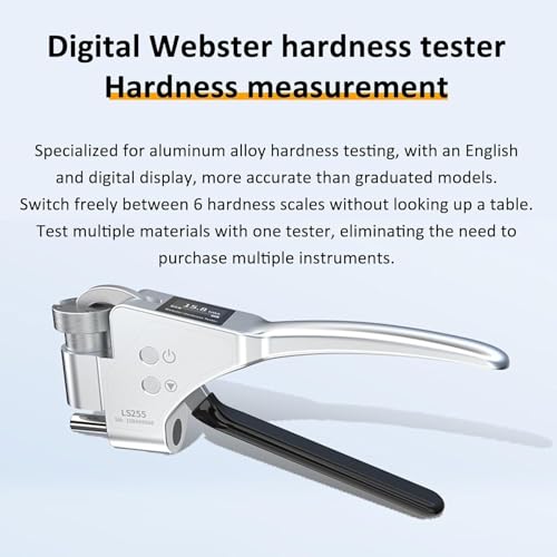 Tester portatile di durezza di alluminio, Webster Digital Metal Tester per spessore 0.6-8mm, memorizza 9 set di dati, ID >10mm
