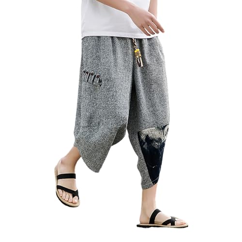 Pantalones harén ligeros contra el calor de lino transpirable